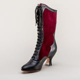Camille Edwardian Boots (Burgundy/Black)