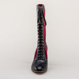 Camille Edwardian Boots (Burgundy/Black)
