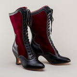 Camille Edwardian Boots (Burgundy/Black)
