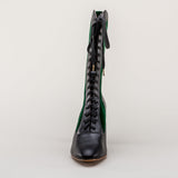 Camille Edwardian Boots (Black/Green)