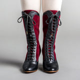 Camille Edwardian Boots (Burgundy/Black)