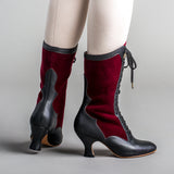 Camille Edwardian Boots (Burgundy/Black)