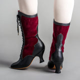Camille Edwardian Boots (Burgundy/Black)