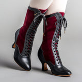 Camille Edwardian Boots (Burgundy/Black)