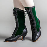 Camille Edwardian Boots (Black/Green)