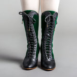 Camille Edwardian Boots (Black/Green)