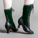 Camille Edwardian Boots (Black/Green)