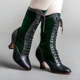 Camille Edwardian Boots (Black/Green)