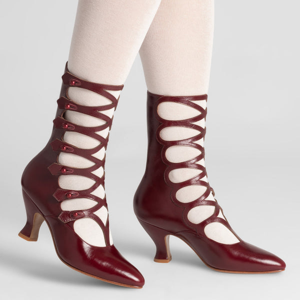 Cleo Edwardian Boots (Black Cherry)