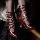 Cleo Edwardian Boots (Black Cherry)