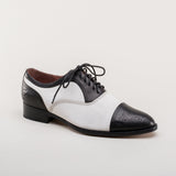 Dandy Men's Vintage Cap Toe Oxfords (Black/White)