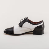 Dandy Men's Vintage Cap Toe Oxfords (Black/White)