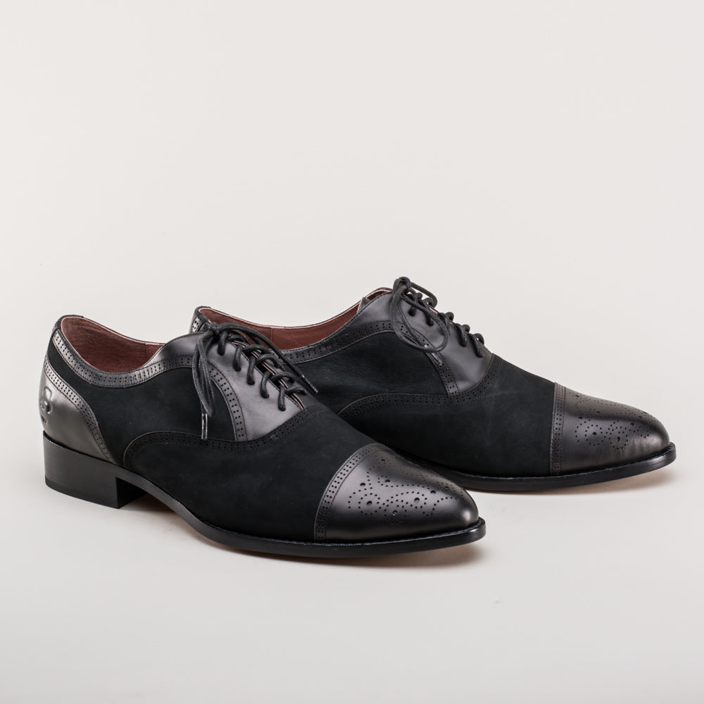 Dandy Men's Vintage Cap Toe Oxfords (Black)