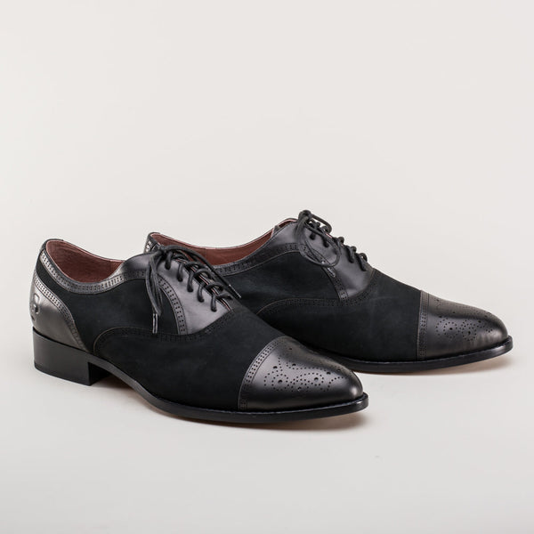 Dandy Men's Vintage Cap Toe Oxfords (Black)