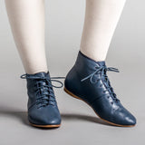 Emma Regency Leather Boots - Navy