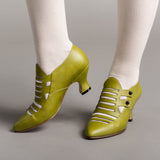 Endora Victorian Witch Shoes (Arsenic Green)