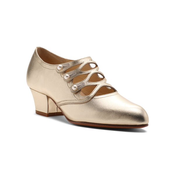 Gloria Edwardian Shoes - Pale Gold