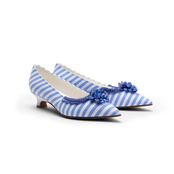 Josephine 18th Century Pumps - Blue/White