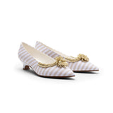 Josephine 18th Century Pumps (Taupe/White)