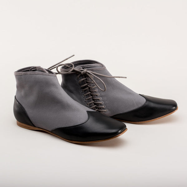 Keckley Victorian Side-Lace Boots - Grey/Black