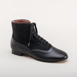 Larkspur Wool/Leather Lace-Up Boots (Black/Black)