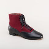 Larkspur Wool/Leather Lace-Up Boots (Burgundy/Black)