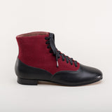 Larkspur Wool/Leather Lace-Up Boots (Burgundy/Black)