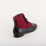 Larkspur Wool/Leather Lace-Up Boots (Burgundy/Black)