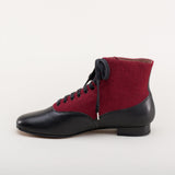 Larkspur Wool/Leather Lace-Up Boots (Burgundy/Black)