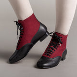 Larkspur Wool/Leather Lace-Up Boots (Burgundy/Black)