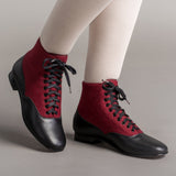 Larkspur Wool/Leather Lace-Up Boots (Burgundy/Black)