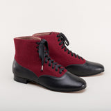 Larkspur Wool/Leather Lace-Up Boots (Burgundy/Black)