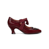 Laurel Beaded Edwardian Shoes - Burgundy/Black