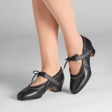 Margaret 1920s Shoes - Black/Pewter