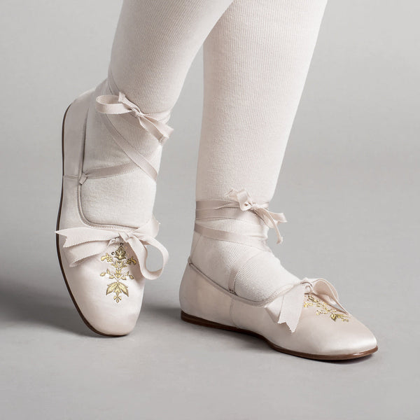 Penelope Regency Slippers - Ivory