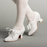 Pompadour 18th Century Leather Shoes (Ivory)