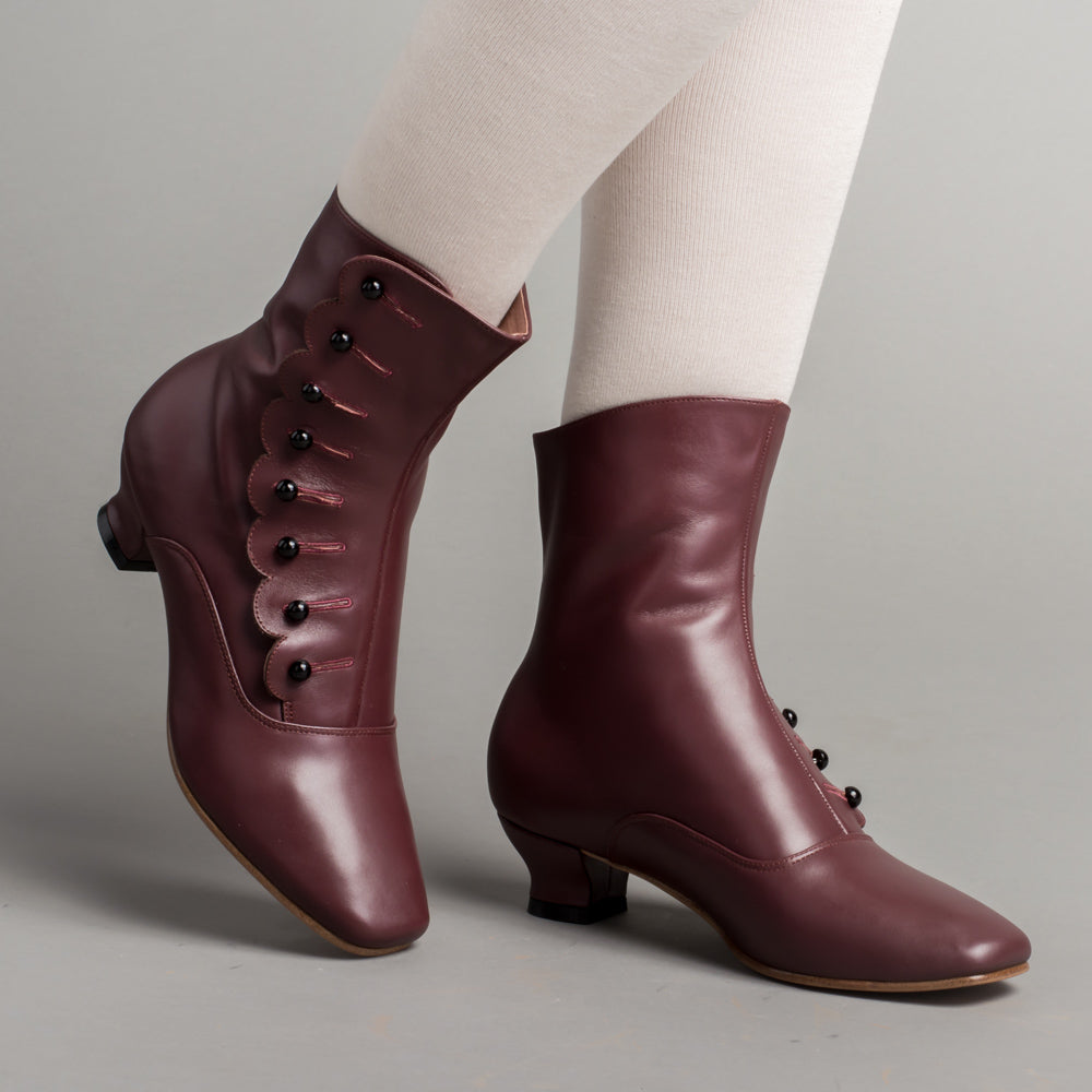 Renoir Victorian Button Boots (Merlot)