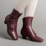 Renoir Victorian Button Boots (Merlot)