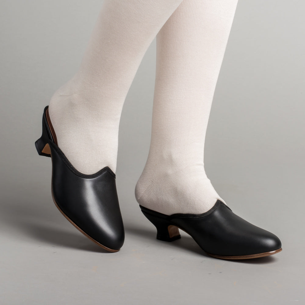 Sophie 18th Century Leather Mules (Black)