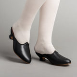 Sophie 18th Century Leather Mules (Black)