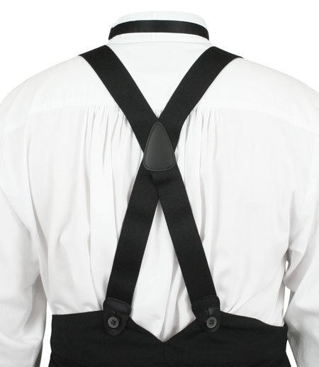  Victorian Old West Edwardian Suspenders Black Elastic X-Back Braces |Antique Vintage Fashioned Wedding Theatrical Reenacting Costume | Standard