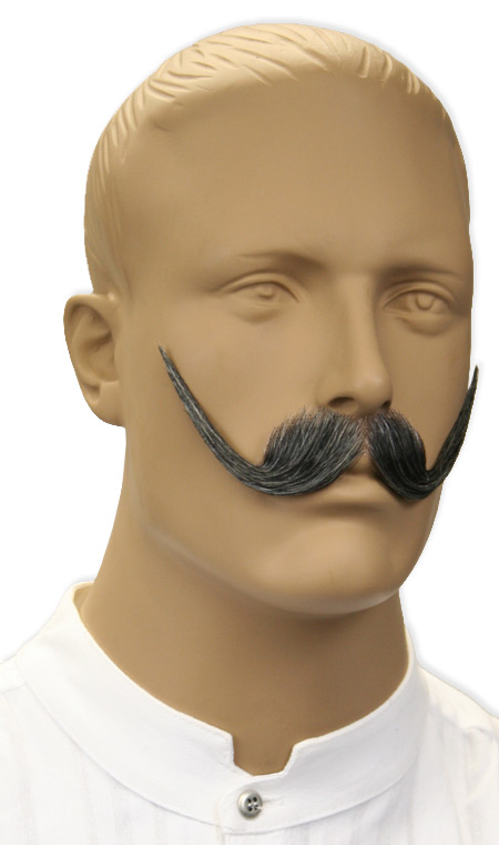  Victorian Old West Steampunk Mens Mustaches Gray Natural |Antique Vintage Fashioned Wedding Theatrical Reenacting Costume | Gifts for Him