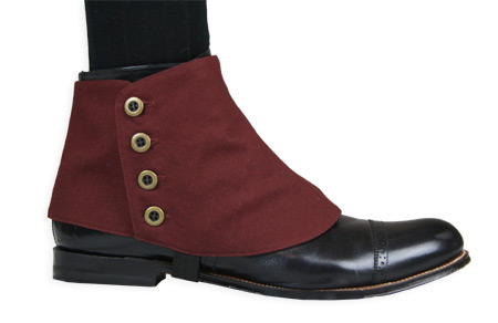  Victorian Steampunk Edwardian Mens Footwear Red Canvas Cotton Solid Spats and Gaiters Matched Separates |Antique Vintage Old Fashioned Wedding Theatrical Reenacting Costume |