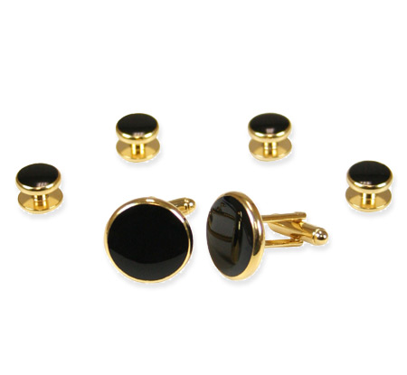  Victorian Edwardian Mens Ties Gold Black Alloy Enamel Studs and Cufflinks |Antique Vintage Old Fashioned Wedding Theatrical Reenacting Costume |