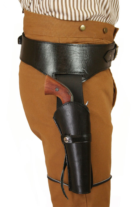  Old West Holsters and Gunbelts Black Leather Un-Tooled Gunbelt Holster Combos |Antique Vintage Fashioned Wedding Theatrical Reenacting Costume |