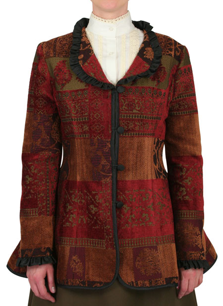  Ladies Coats Burgundy Red Synthetic Outing Jackets |Antique Vintage Old Fashioned Wedding Theatrical Reenacting Costume |