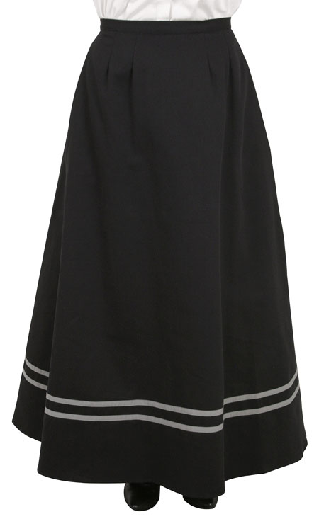  Victorian Old West Edwardian Ladies Skirts Black Cotton Solid Stripe Dress Work |Antique Vintage Fashioned Wedding Theatrical Reenacting Costume |