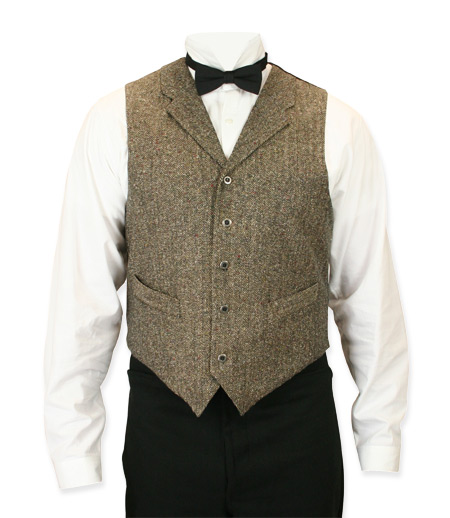 Ridgewood Herringbone Tweed Vest - Brown